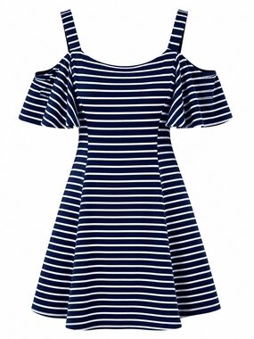 Loveriche Striped Cold-Shoulder Dress – Size Small